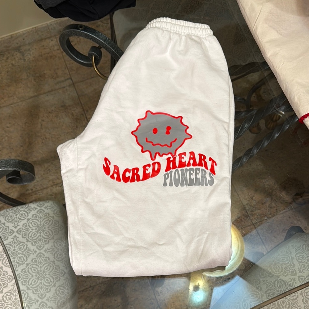 Sacred Heart Pioneers White Sweatpants